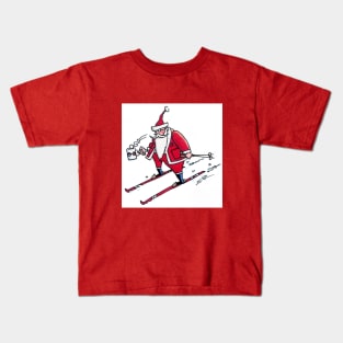 Santa Skiing Kids T-Shirt